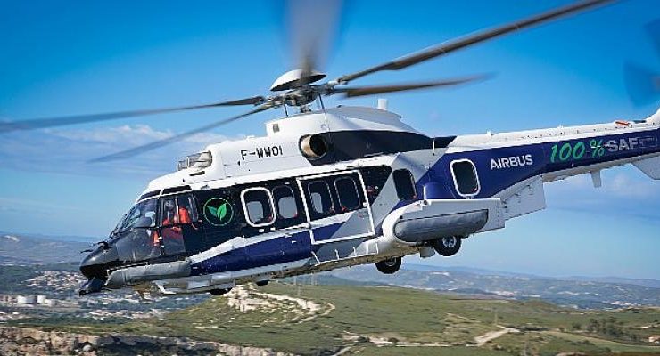 100 sürdürülebilir havacılık yakıtı ile ilk Airbus helikopter uçuşu