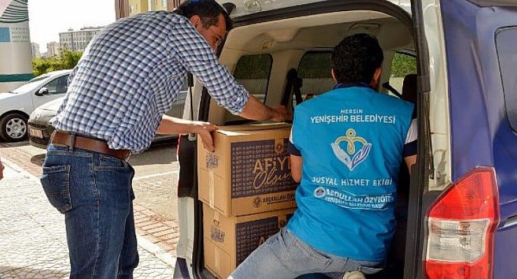 Yenişehir Belediyesinin gıda kolisi yardımı devam ediyor