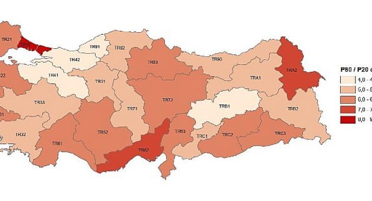 En düşük gelir TRB2 (Van, Muş, Bitlis, Hakkari) bölgesinde gerçekleşti
